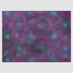 Papier Mousseline Damas turquoise sur le dénouement violet