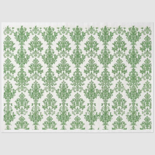 Papier Mousseline Damas vert (Recto)