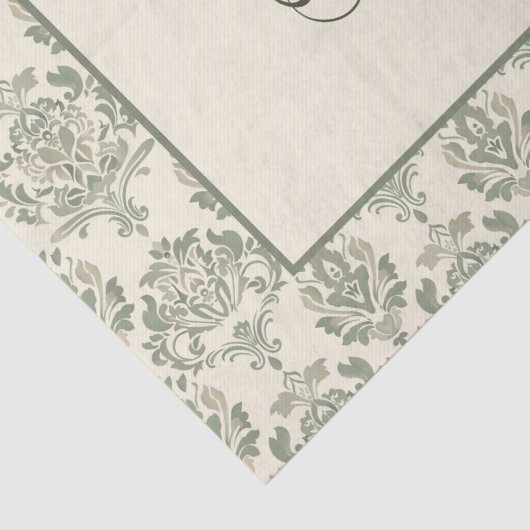 Papier Mousseline Damas vert (Détail)