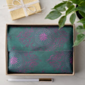 Papier Mousseline Damas violet sur la découpage Turquoise (Cadeau)