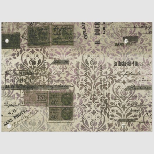 Papier Mousseline Damask Ephemera Design Series #10 (Recto)