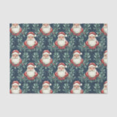 Papier Mousseline Damask Pattern with Santa Claus Faces (Recto)