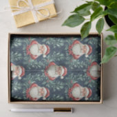 Papier Mousseline Damask Pattern with Santa Claus Faces (Cadeau)