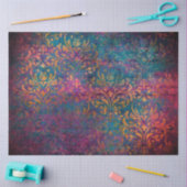 Papier Mousseline Damask & script elegant purple blue gold (Artisanat)