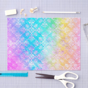 Papier Mousseline [Damassé Arc-en-ciel] Couleurs Colorées Douces Élé