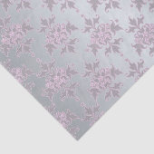Papier Mousseline Damassé argenté et rose/violet fancy (Détail)