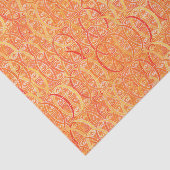 Papier Mousseline Damassé d'arabesque - doucement orange et corail (Détail)
