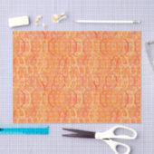 Papier Mousseline Damassé d'arabesque - doucement orange et corail (Artisanat)