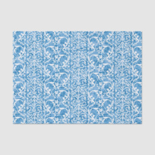Papier Mousseline Damassé de bleu d'hiver