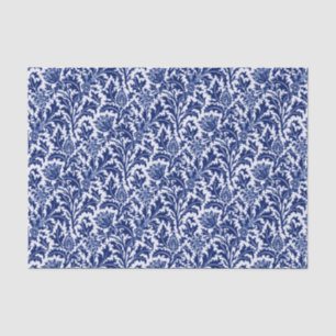 Papier Mousseline Damassé de chardon de William Morris, bleu de