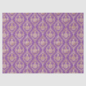 Papier Mousseline Damassé de l'ananas doré violet foncé (Recto)