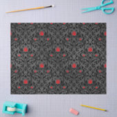 Papier Mousseline Damassé Decoupage de rose rouge et de noir (Artisanat)