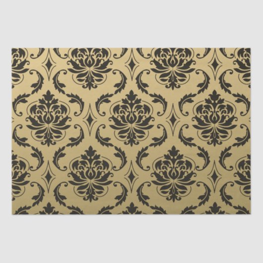 Papier Mousseline Damassé d'or et de classique de noir (Recto)