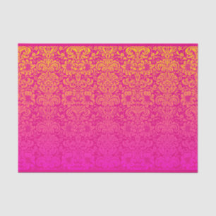 Papier Mousseline Damassé élégante (roses indien et orange)