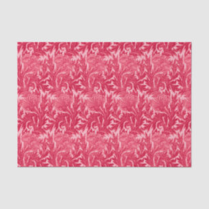 Papier Mousseline Damassé Jacobean de fleur, fuchsia et rose-clair