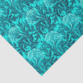 Papier Mousseline Damassé Jacobean de fleur, turquoise et bleu (Détail)