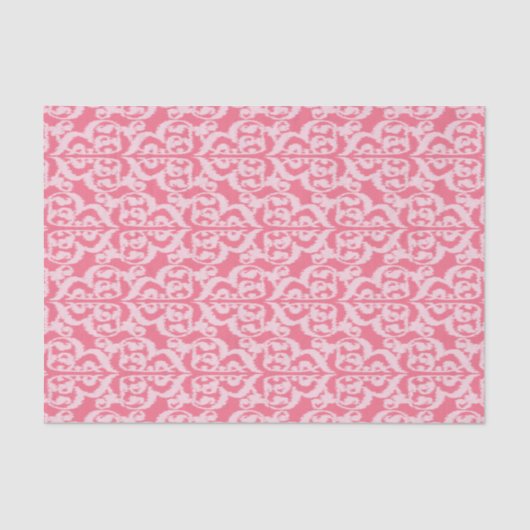 Papier Mousseline Damassé maure d'Ikat - nuances du rose de corail (Recto)