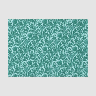 Papier Mousseline Damassé, turquoise et Aqua de chardon de William