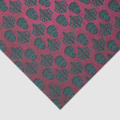 Papier Mousseline Damassé turquoise et crânes sur des roses indien (Détail)