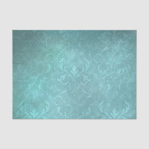 Papier Mousseline Damassé vintage de turquoise
