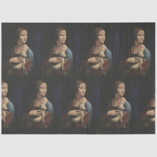 PAPIER MOUSSELINE DAME DA VINCI AVEC UN PAPIER EN TISSU D'ARMINE (Recto)