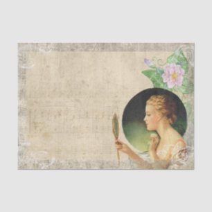 Papier Mousseline Dame de style victorien se regardant