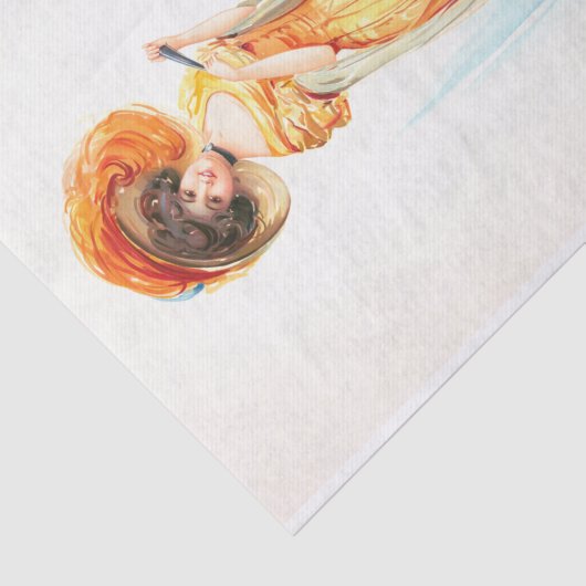 Papier Mousseline Dame en robe jaune, Découpage (Détail)