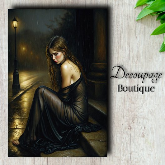 Papier Mousseline Dame en romance gothique noire Découpage