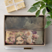 Papier Mousseline Dame en Vert, Portrait & Art Floral Vibrant (Cadeau)