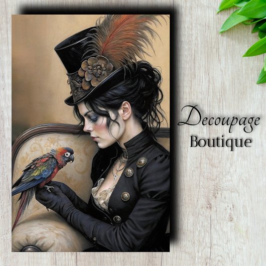 Papier Mousseline Dame gothique Macaw Découpage