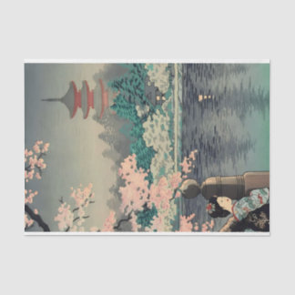 Papier Mousseline Dame japonaise au lac