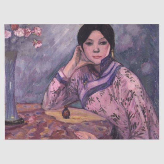 Papier Mousseline Dame japonaise avec une bouteille de parfum (Recto)