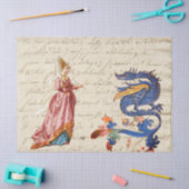 Papier Mousseline Dame médiévale et dragon (Artisanat)
