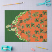 Papier Mousseline DAME ORANGE ET TRÈFLES Saint-Patrick vert (Artisanat)
