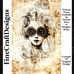 Papier Mousseline Dame Steampunk Vintage Mystérieuse N5 Découpage