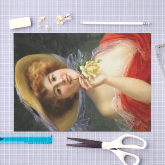 Papier Mousseline Dame tombée en rouge (Artisanat)