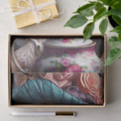 Papier Mousseline Dame victorienne avec Casquette bleu et papier de (Cadeau)