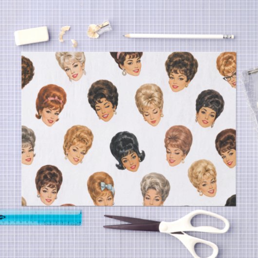 Papier Mousseline Dames Bouffant des années 1960 (Artisanat)