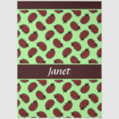 Papier Mousseline Dames rouges sur fond vert (Recto)