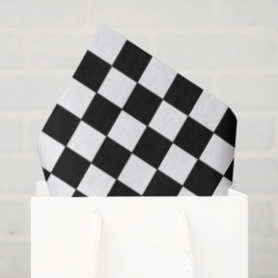 Papier Mousseline Damier Noir et Blanc   Thème de Voiture de Course