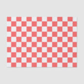 Papier Mousseline Damier rouge corail classique (Recto)