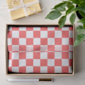 Papier Mousseline Damier rouge corail classique (Cadeau)
