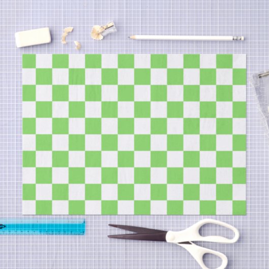 Papier Mousseline Damier vert gazon (Artisanat)