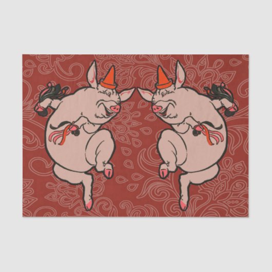 Papier Mousseline Dancing Pig Antique Cute Danseuse (Recto)