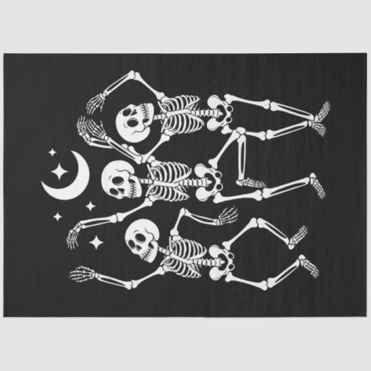 Papier Mousseline Dancing Skeleton Joyeux Halloween Skull d'automne (Recto)