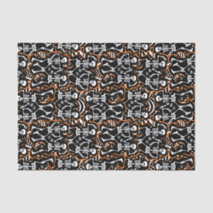 Papier Mousseline Dancing Skeletons Halloween ou Jour des Morts