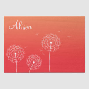 Papier Mousseline Dandelion blanc rouge minimaliste Nom floral mou