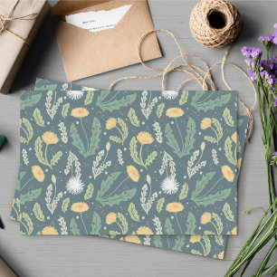 Papier Mousseline Dandelion Floral Weed Motif
