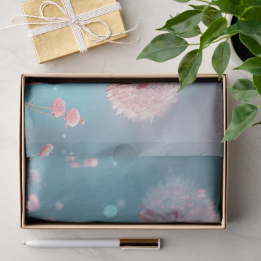 Papier Mousseline Dandelions bleu rose Découpage (Cadeau)