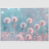 Papier Mousseline Dandelions bleu rose Découpage (Recto)